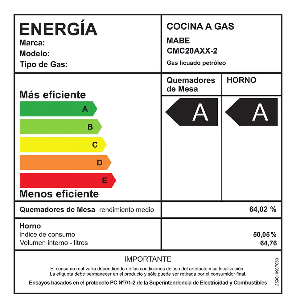 Cocina A Gas Mabe Cmc20Axx-2 – 51 Cm, 4 Quemadores 9