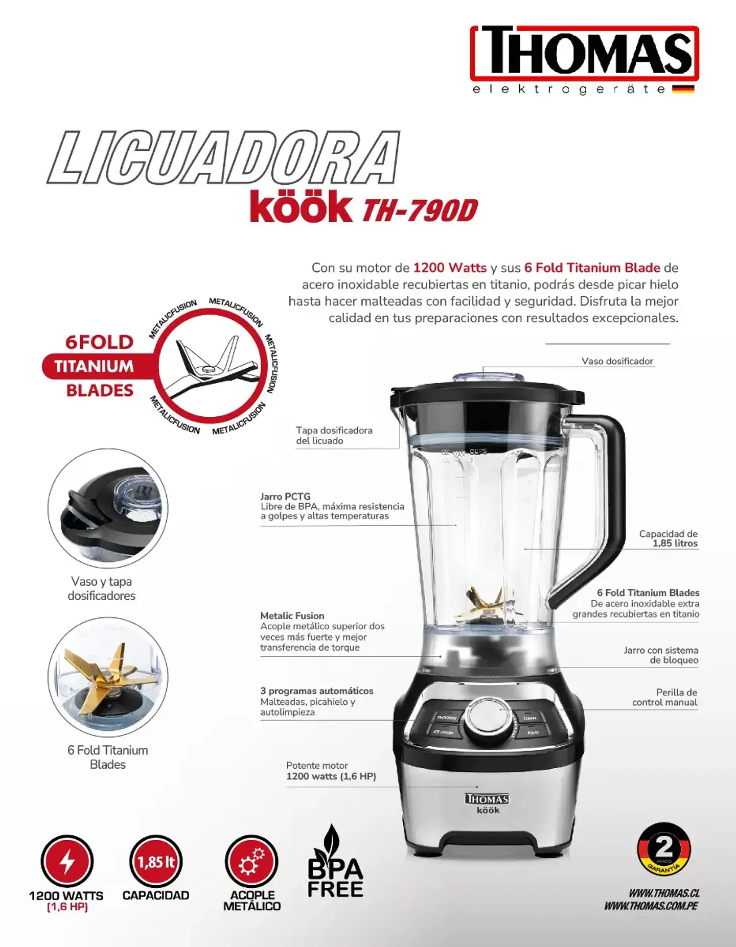 Licuadora 1,85L TH-790D 12