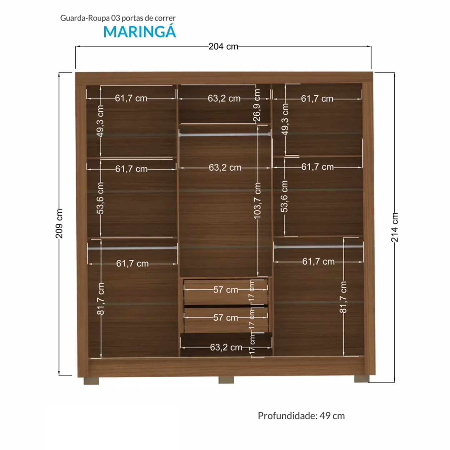 Closet Maringa 3.2 Jatoba/Jatoba Mb Onessta 20403044 3