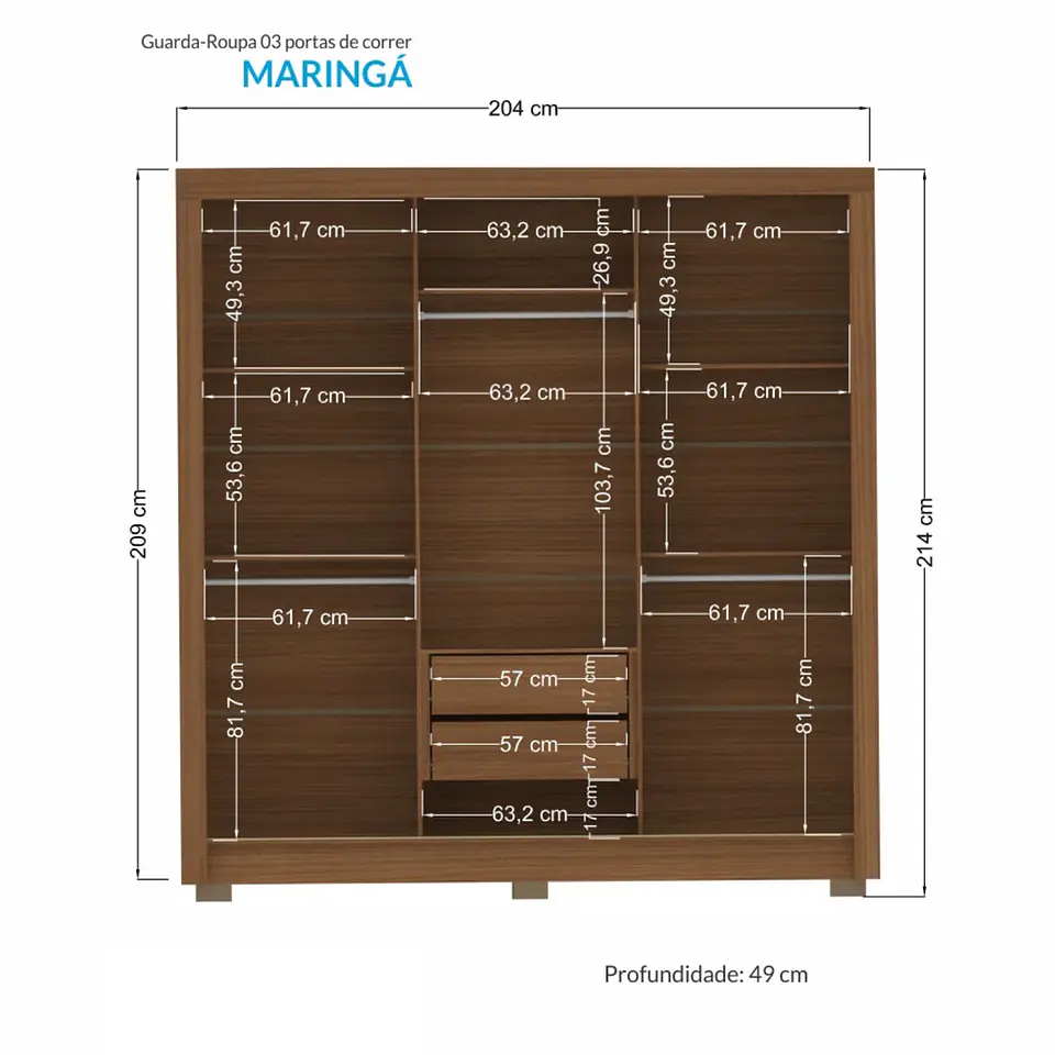 Closet Maringa 3.2 Jatoba/Grafito Mb Onessta 20403048 3