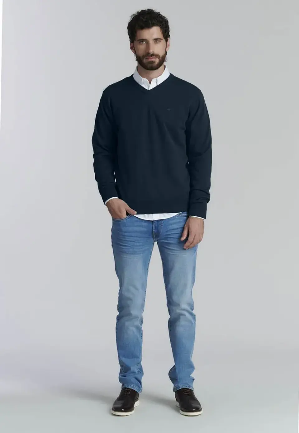 SWEATER CUELLO V LISO SOLIDO F FEROUCH 501601Z003 3