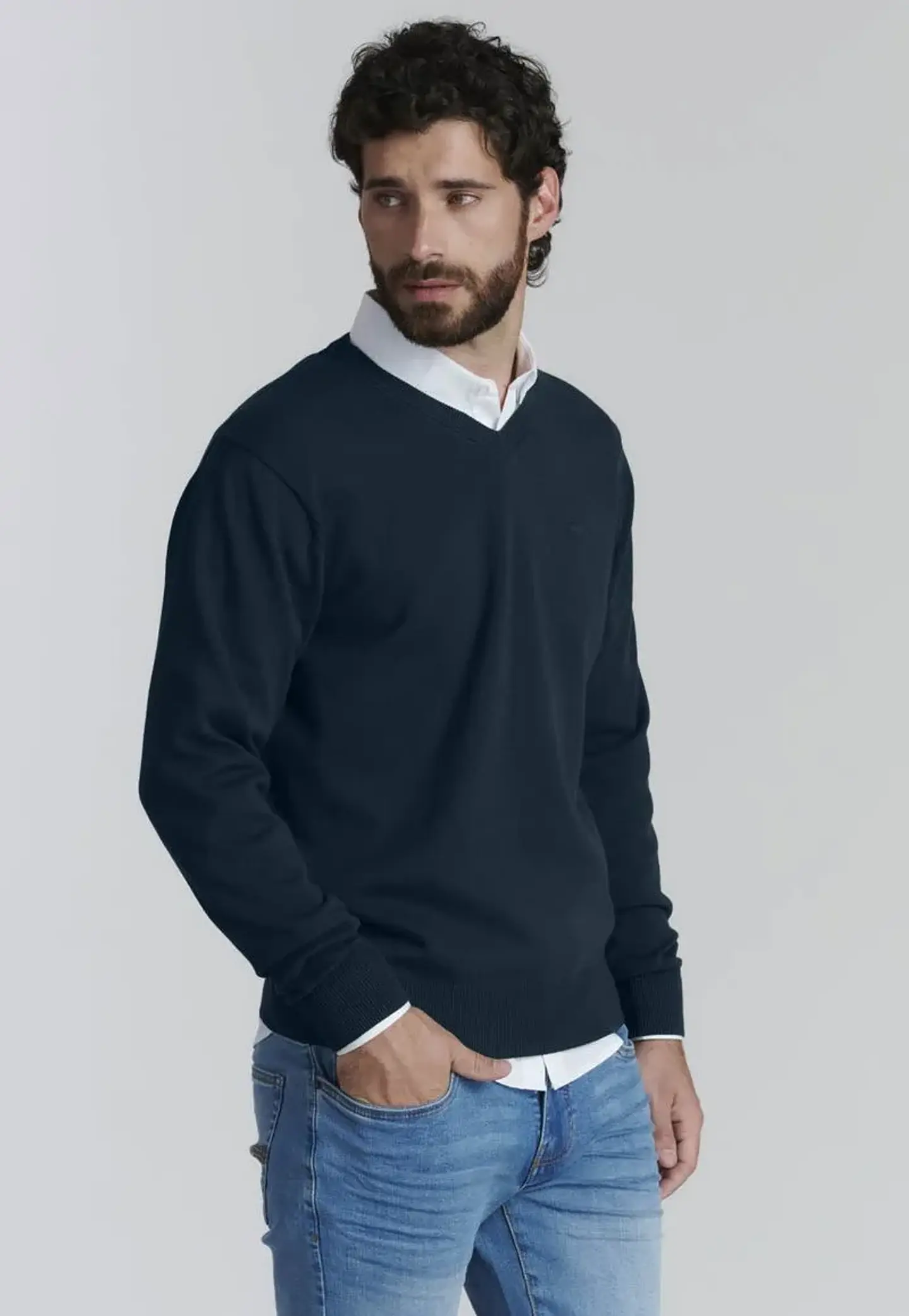 SWEATER CUELLO V LISO SOLIDO F FEROUCH 501601Z003 1