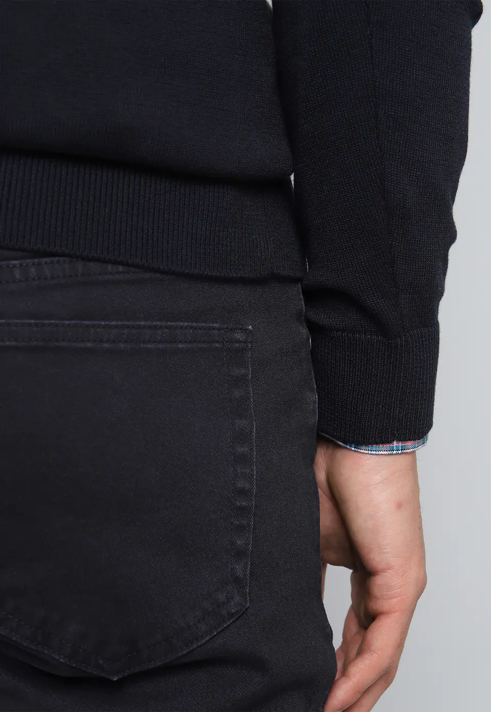 Sweater Cuello V Manga Larga Liso Alg Arrow Sw1000Tnb Azu 6