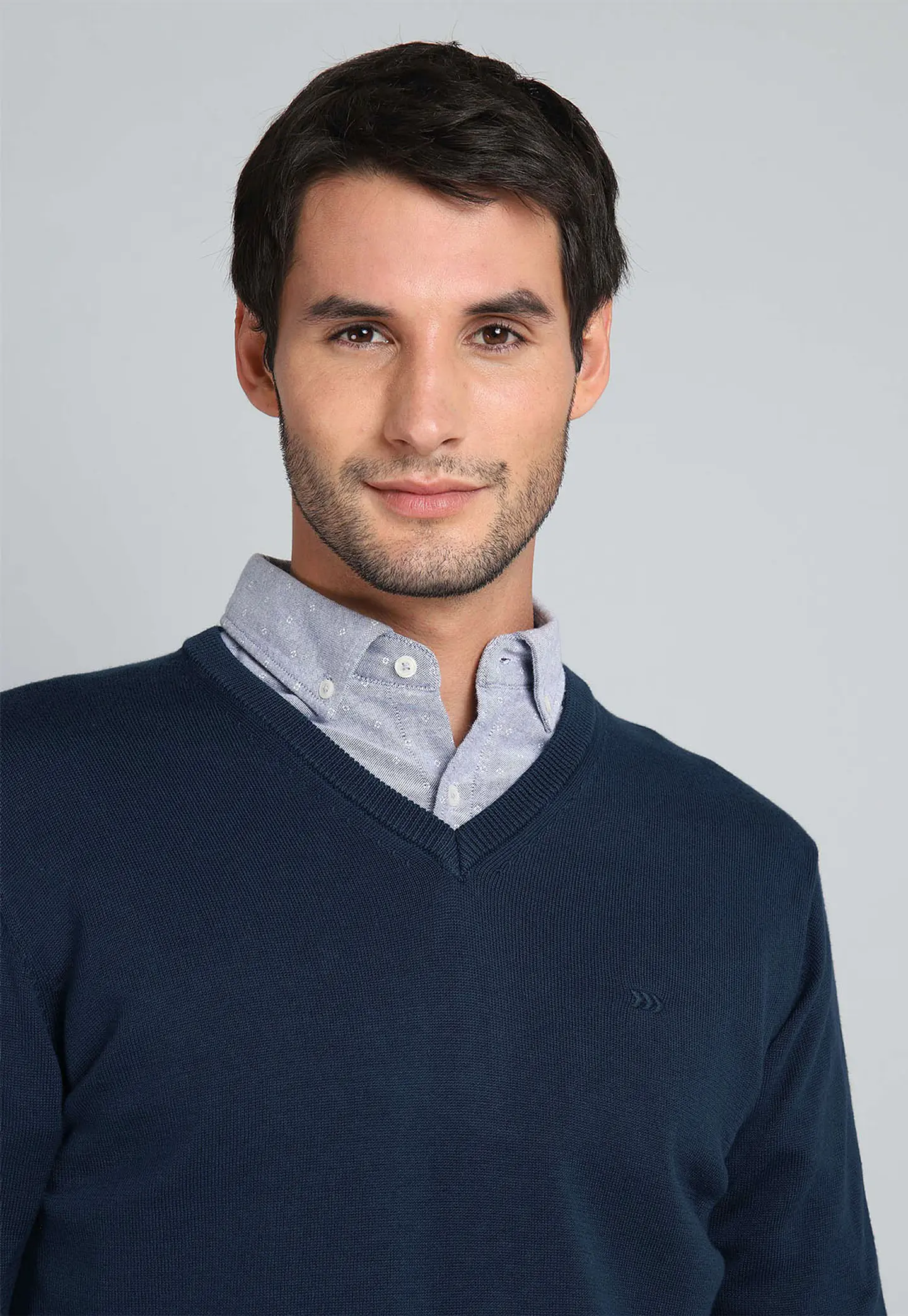 Sweater Cuello V Manga Larga Liso Alg Arrow Sw31030Az Azu 4