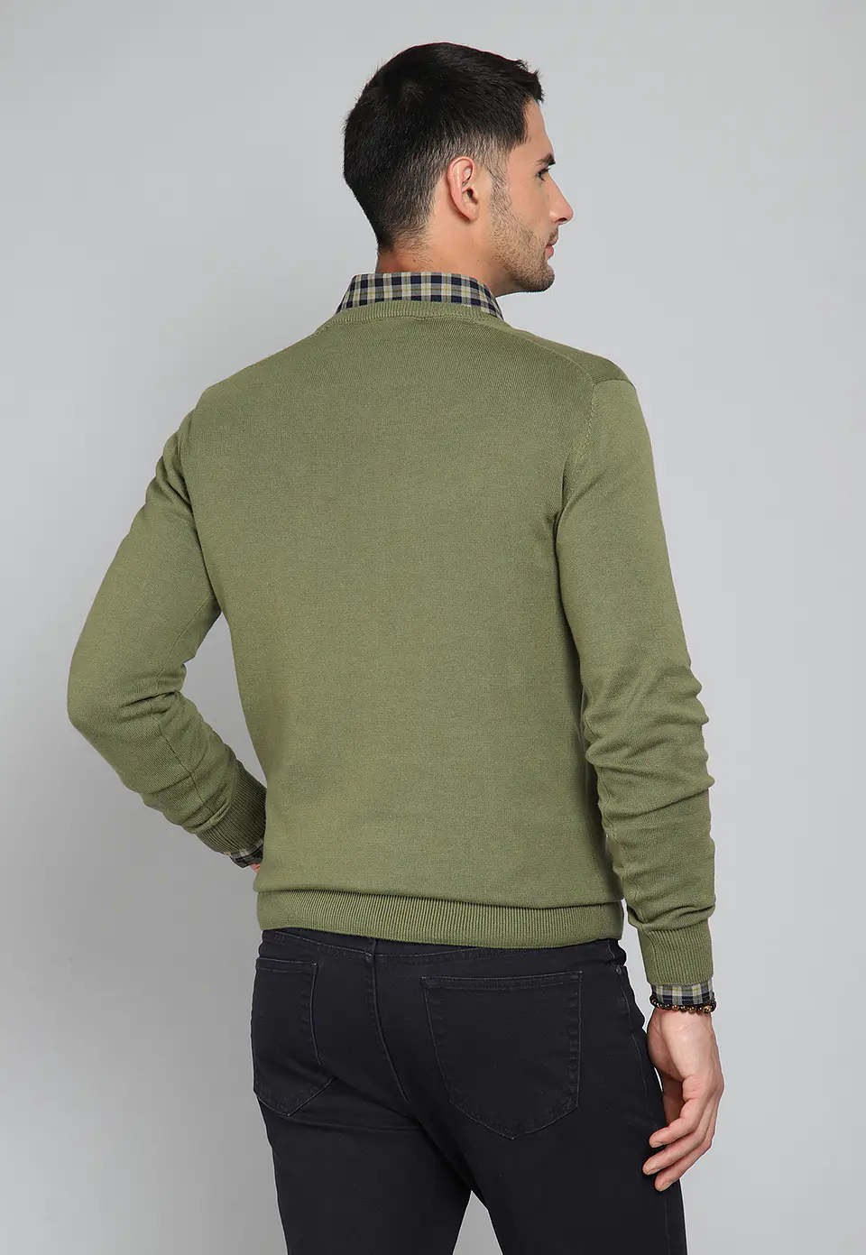 Sweater Cuello V Manga Larga Liso Alg Arrow Sw31030Ve Ver 2