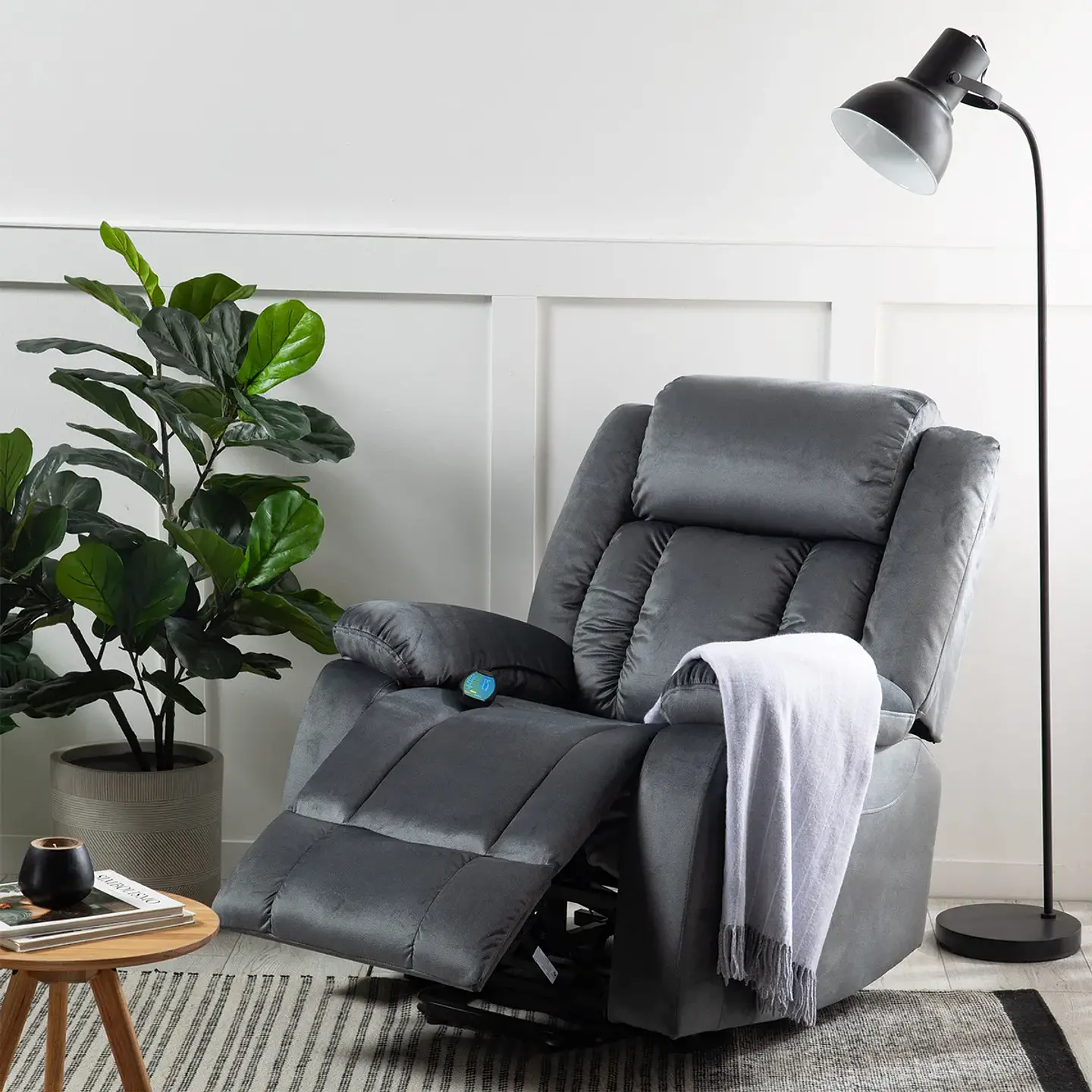 Berger Reclinable Eléctrico Masaje Calor Gris Oscuro Livorno KM8822MDG 3