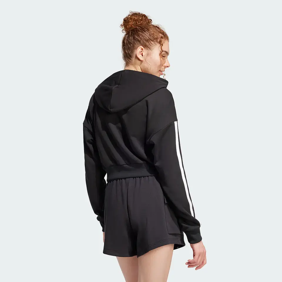 POLERON MUJER CROP CON GORRO W 3S FT CRO HD ADIDAS JE0017 NEGRO 2