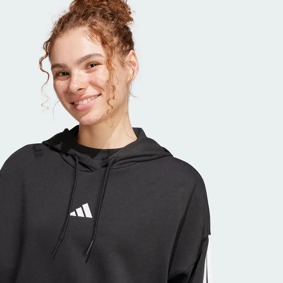 POLERON MUJER CROP CON GORRO W 3S FT CRO HD ADIDAS JE0017 NEGRO 6