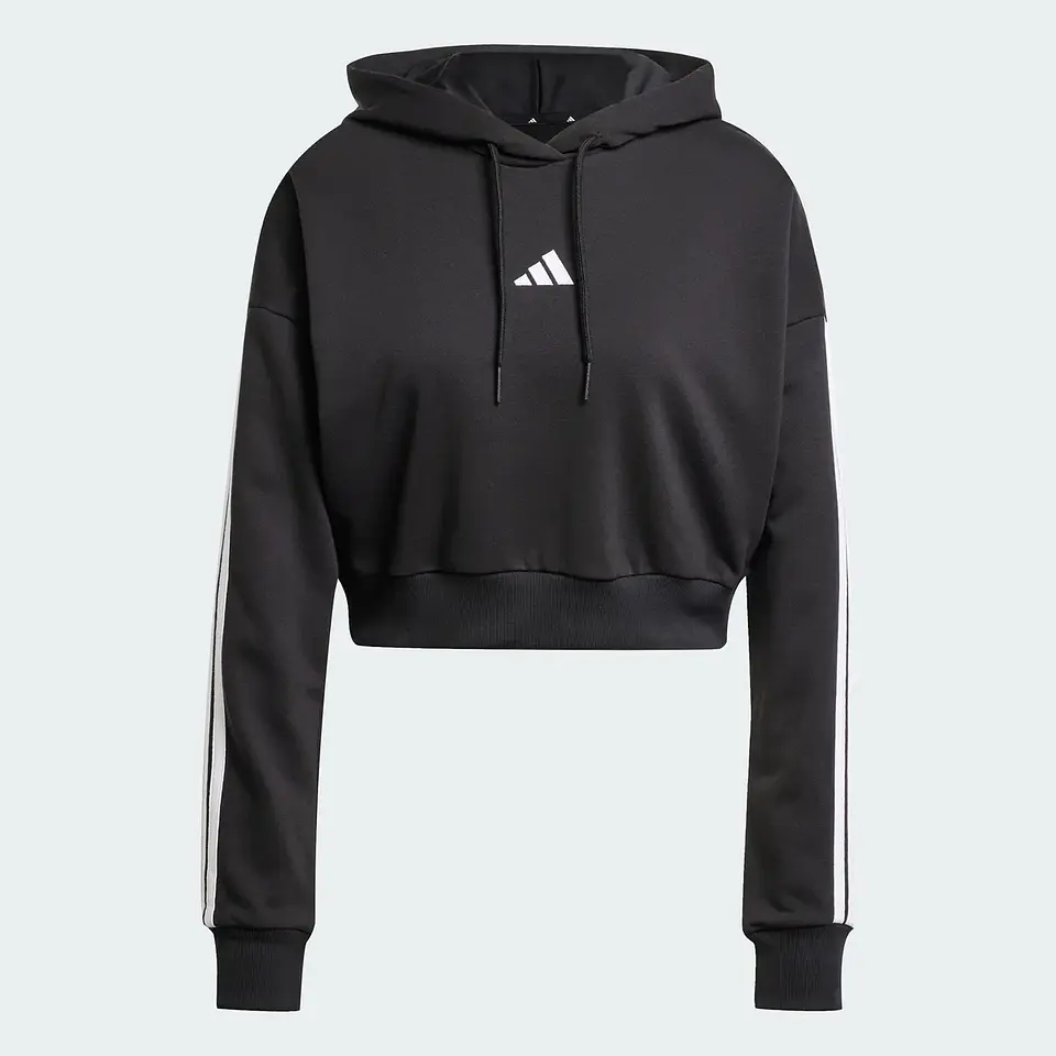 POLERON MUJER CROP CON GORRO W 3S FT CRO HD ADIDAS JE0017 NEGRO 8