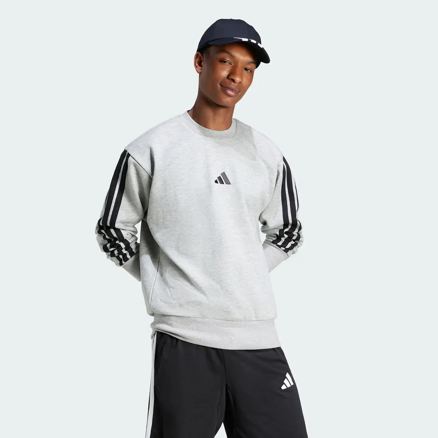 POLERON HOMBRE C/P M 3S FL SWT SPORTSWEAR ADIDAS JE6308 GRIS 4