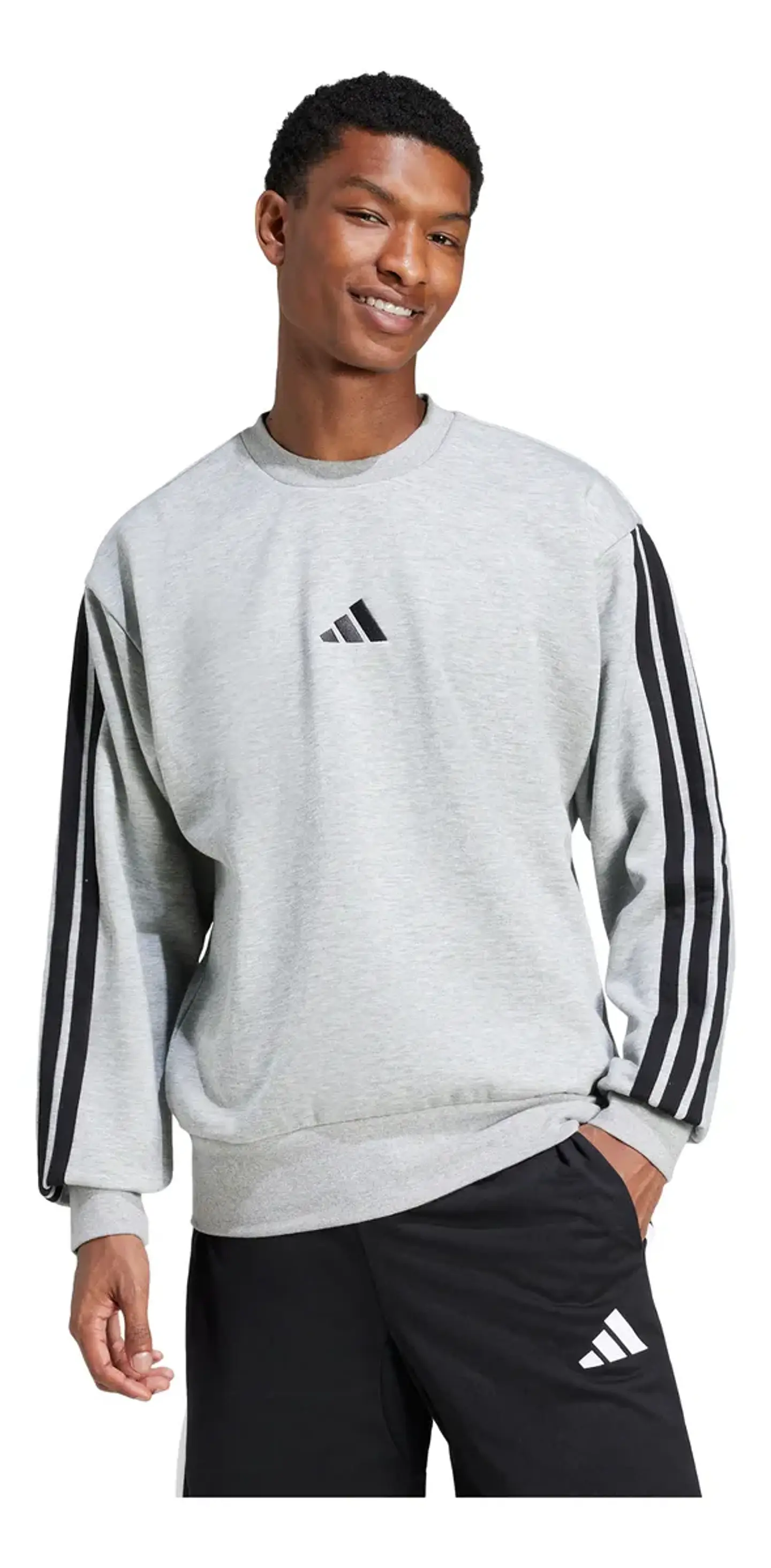 POLERON HOMBRE C/P M 3S FL SWT SPORTSWEAR ADIDAS JE6308 GRIS 2