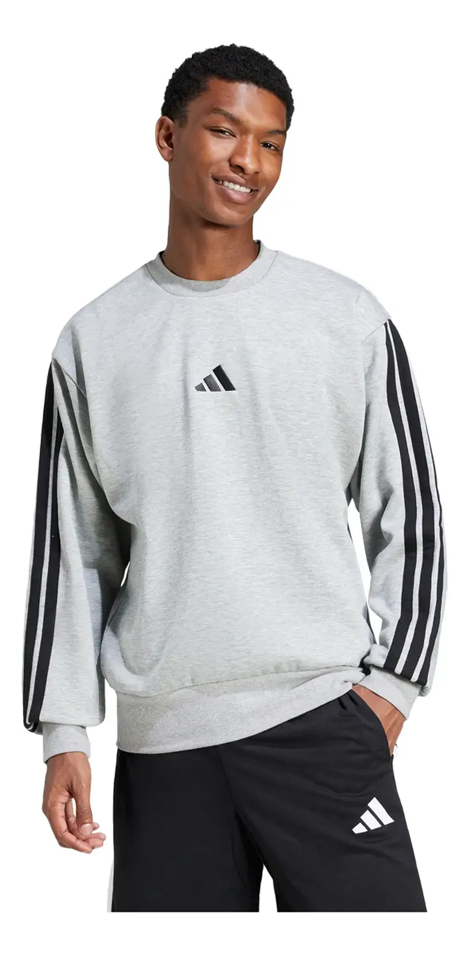 POLERON HOMBRE C/P M 3S FL SWT SPORTSWEAR ADIDAS JE6308 GRIS 2
