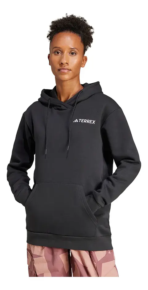 POLERON MUJER CANGURO W MT S LOGO HD HIKING ADIDAS IZ3342 NEGRO