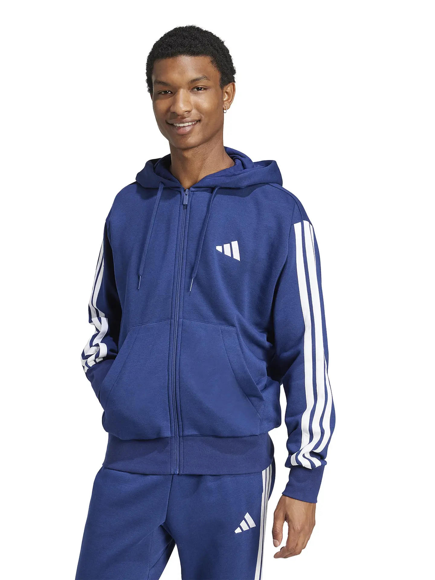 POLERON HOMBRE FULL ZIPPER CON GORRO HD SPORTSWEAR ADIDAS JD1868 DARK BLUE 2