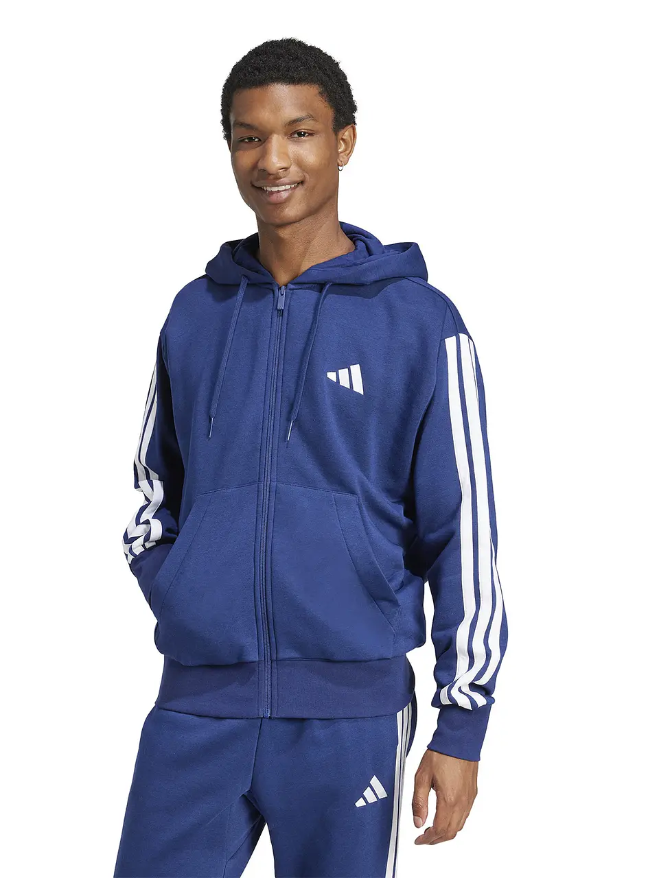 POLERON HOMBRE FULL ZIPPER CON GORRO HD SPORTSWEAR ADIDAS JD1868 DARK BLUE 2