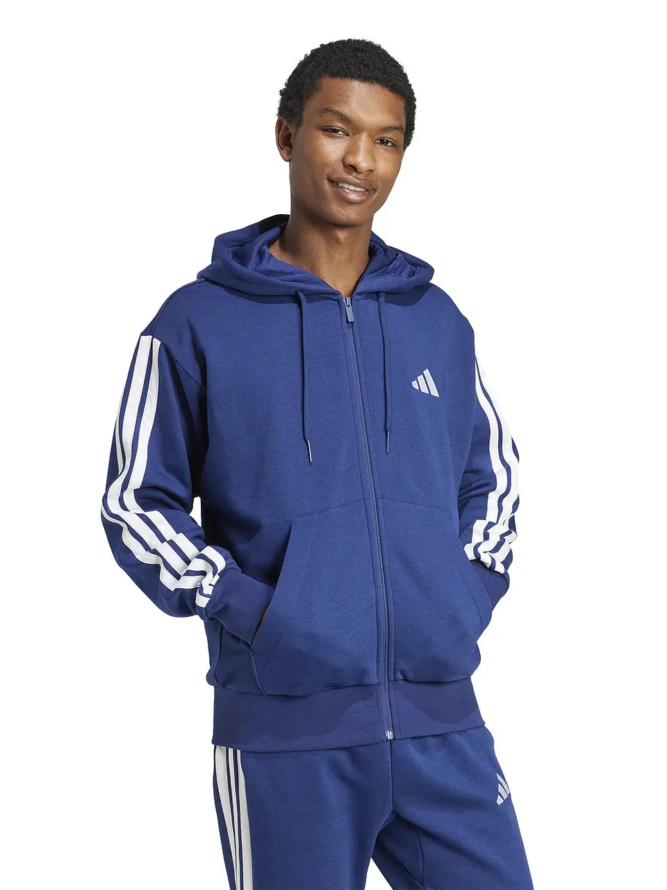 POLERON HOMBRE FULL ZIPPER CON GORRO HD SPORTSWEAR ADIDAS JD1868 DARK BLUE 1