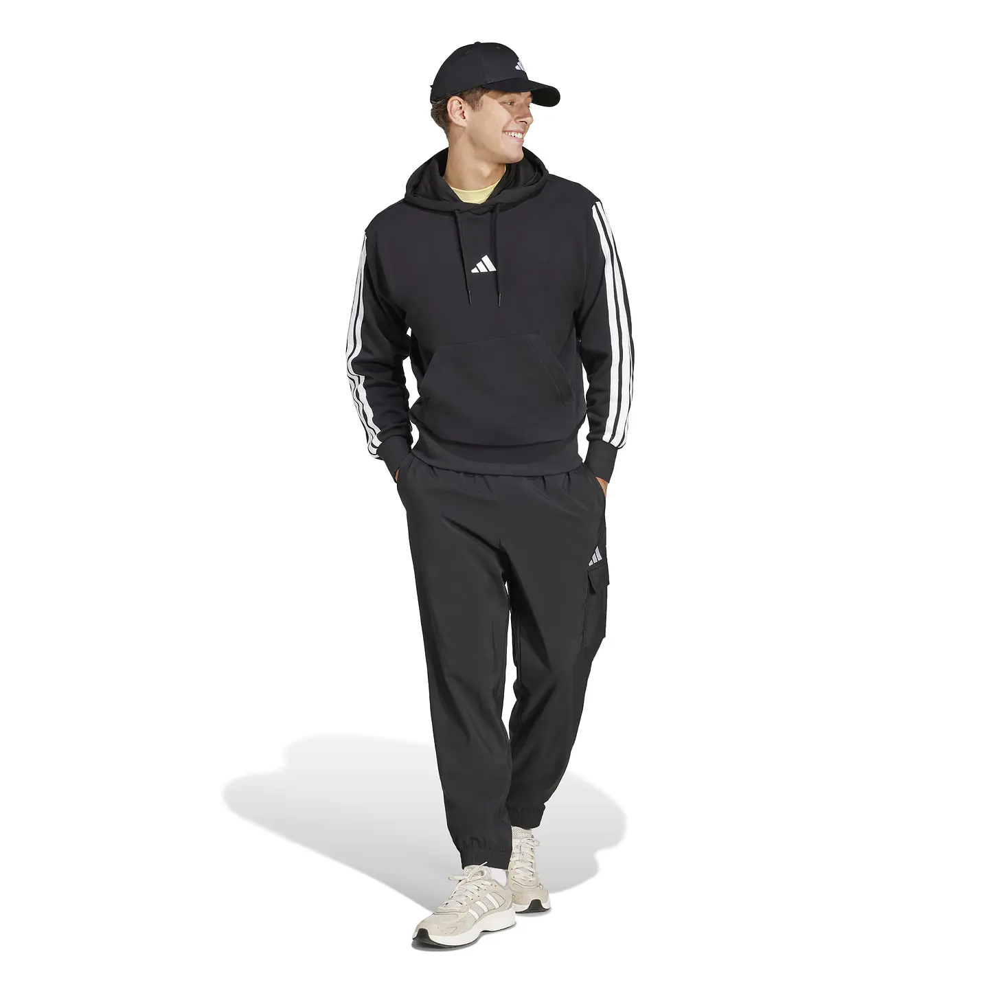 POLERON HOMBRE CANGURO M 3S FT HD SPORTSWEAR ADIDAS JD1874 NEGRO 4