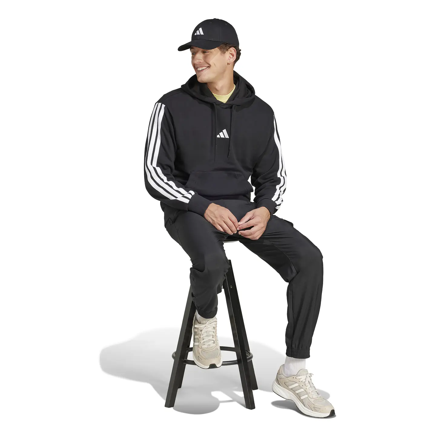 POLERON HOMBRE CANGURO M 3S FT HD SPORTSWEAR ADIDAS JD1874 NEGRO 5