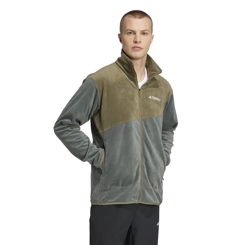 POLAR HOMBRE FULL ZIPPER MT FULL ZIPPER FLEECE HIKING ADIDAS JC9615 VERDE 2