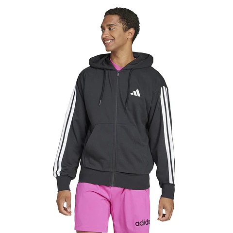 POLERON HOMBRE FULL ZIPPER CON GORRO HD SPORTSWEAR ADIDAS JD1877 NEGRO