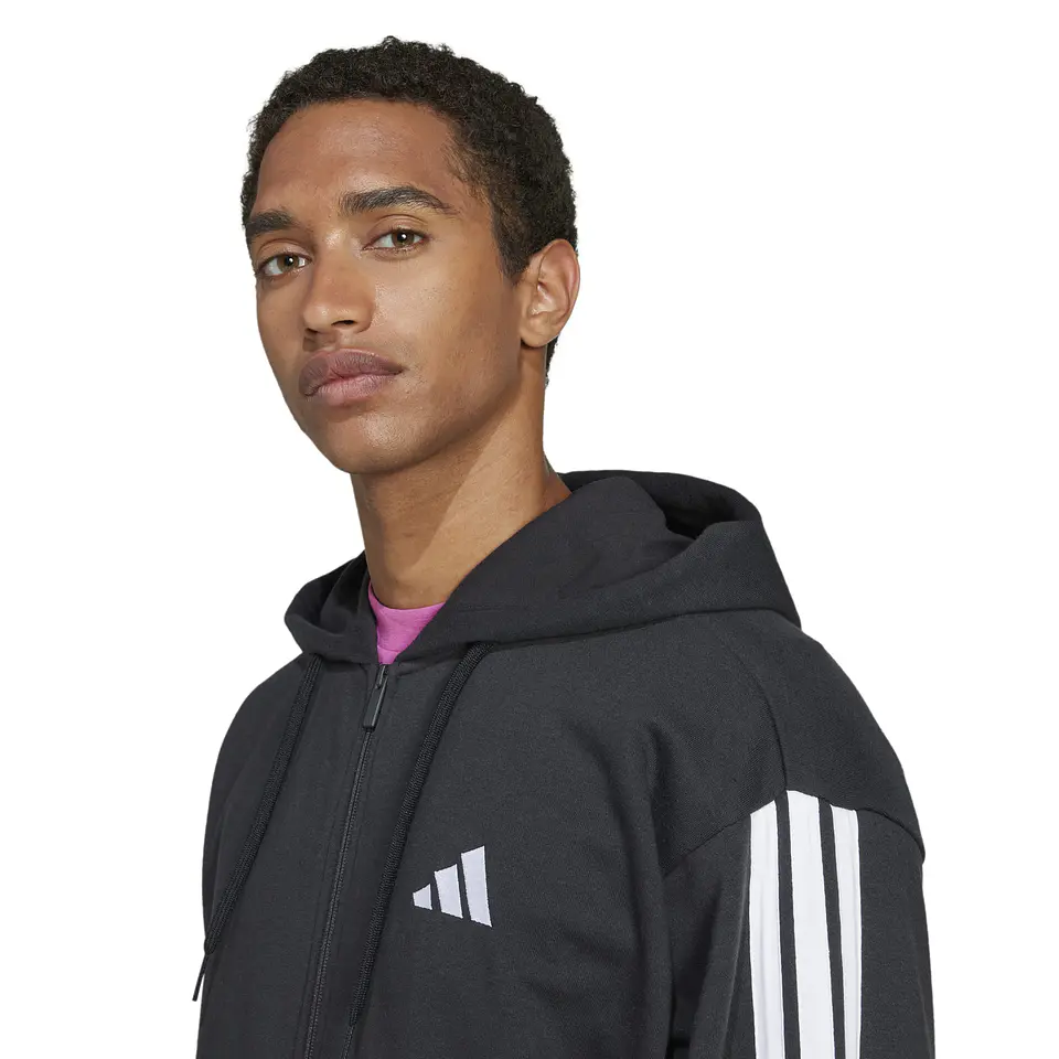 POLERON HOMBRE FULL ZIPPER CON GORRO HD SPORTSWEAR ADIDAS JD1877 NEGRO 5
