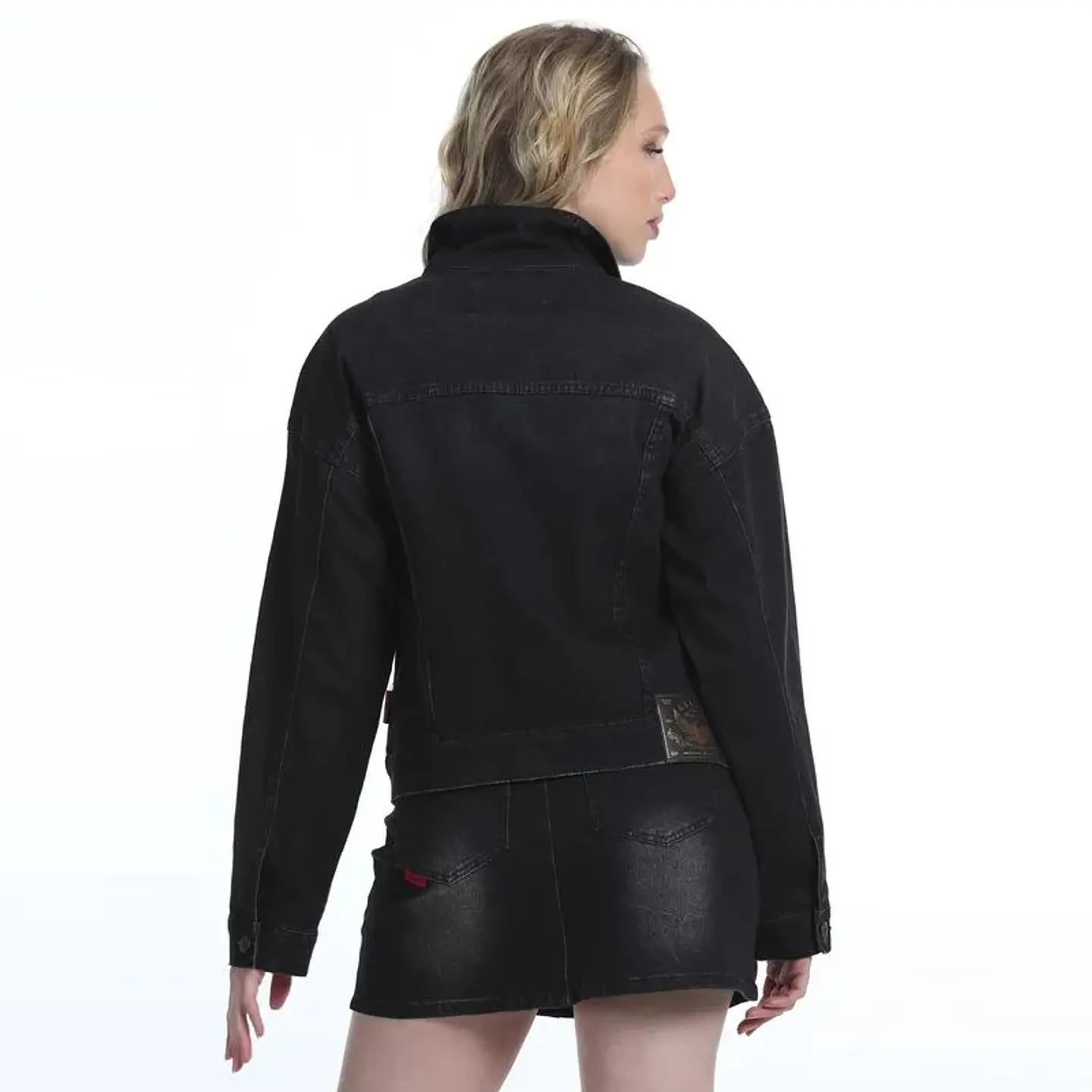 Chaqueta Mujer Mezclilla Tachas Ellus If052025-999 Negro 2