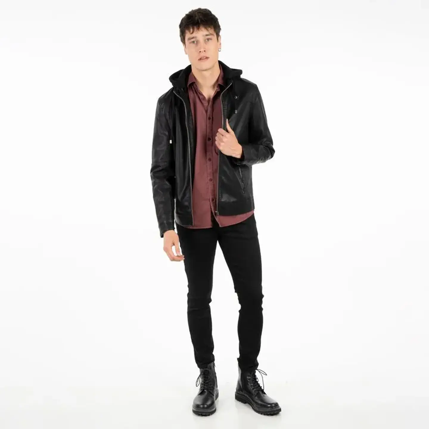 CHAQUETA HOMBRE PU HOODIE ELLUS IMP93587/CONT NEGRO 3
