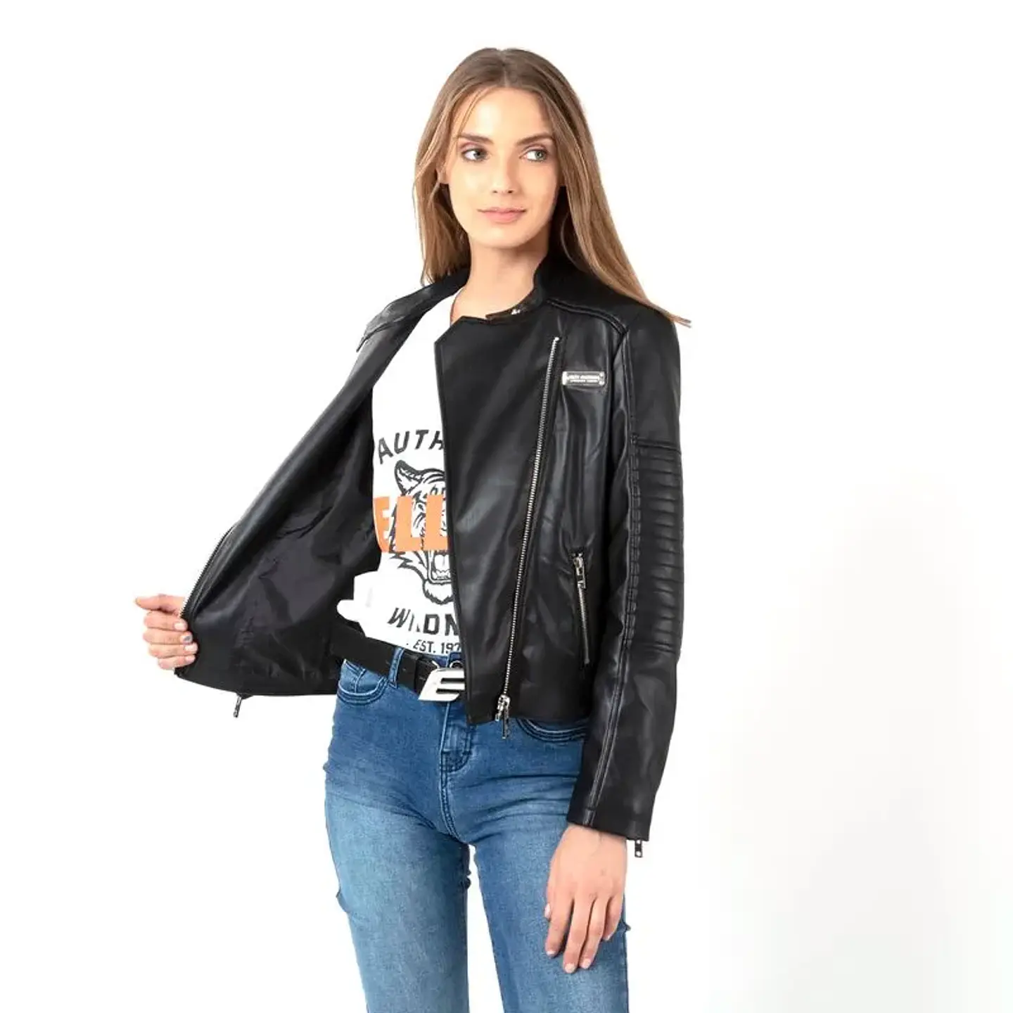 Chaqueta Mujer Moto Pu Ellus Ifp90988/Cont Negro 2