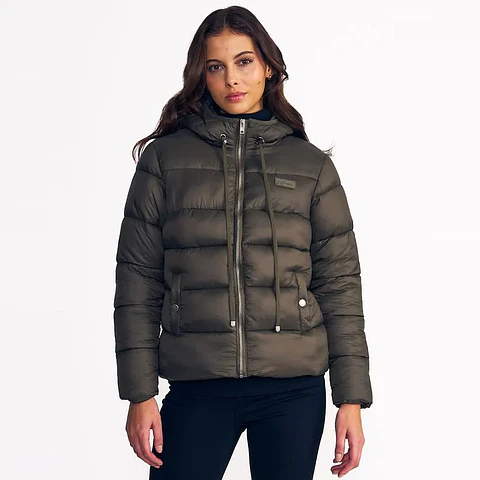 PARKA MUJER ACOLCHADA BASICA CORTA ELLUS PF553848-765 VERDE MUSGO
