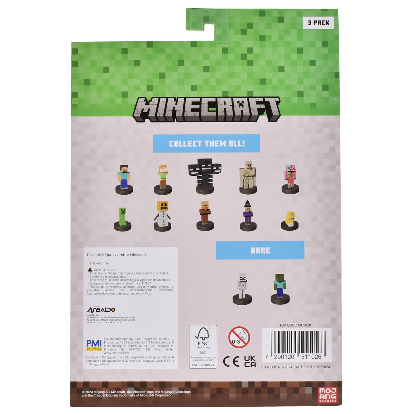Pack De 3 Figuras Timbre Minecraft Ansaldo 34911 2