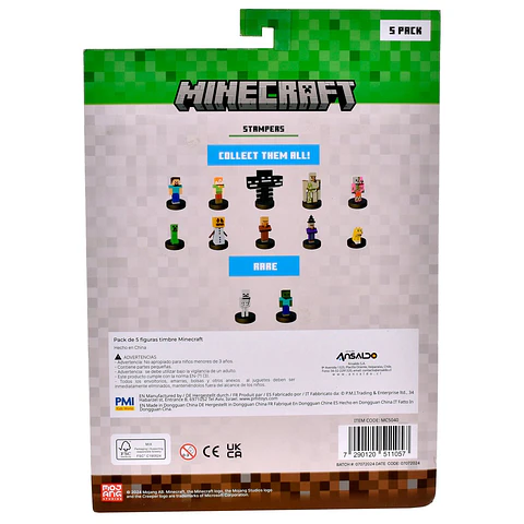 PACK DE 5 FIGURAS TIMBRE MINECRAFT ANSALDO 34912