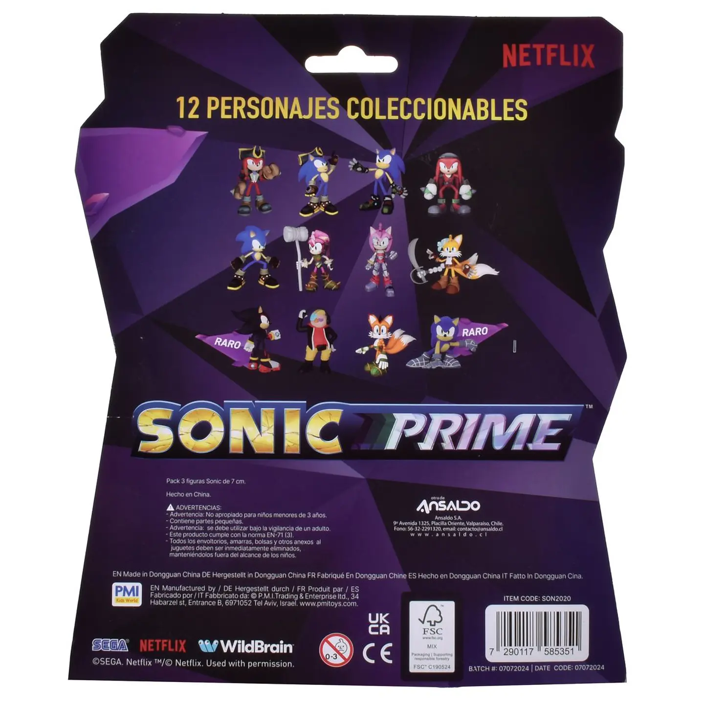 PACK 3 FIGURAS SONIC DE 7 CMS ANSALDO 26966 2