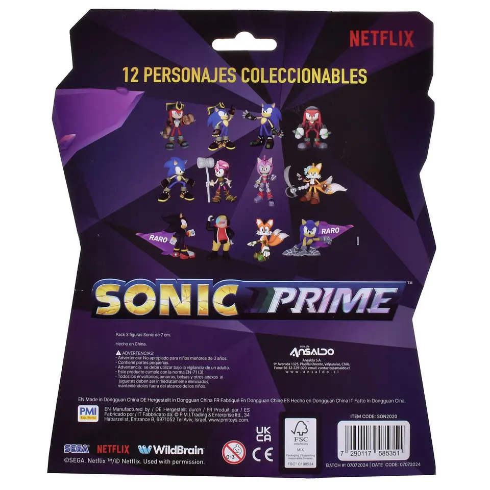 PACK 3 FIGURAS SONIC DE 7 CMS ANSALDO 26966 2
