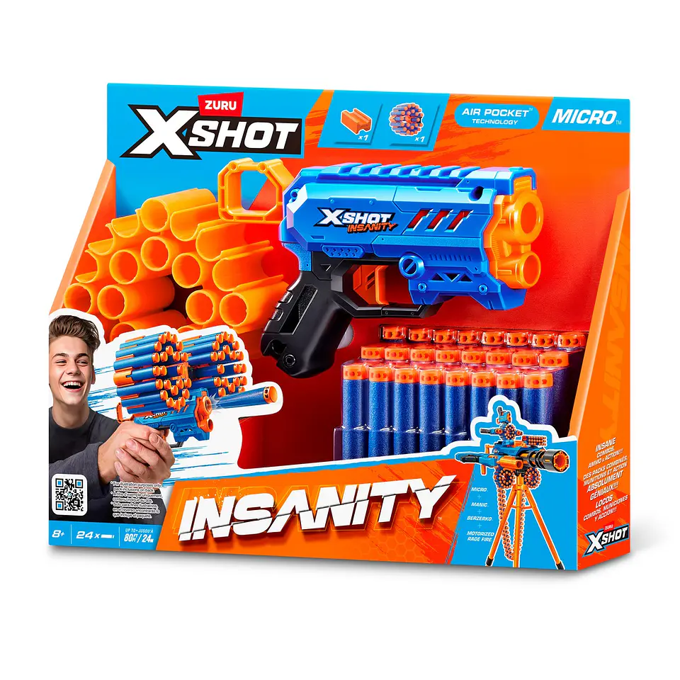 LANZA DARDOS INSANITY MICRO BLASTER CON 24 DARDOS X-SHOT ANSALDO 36361 2