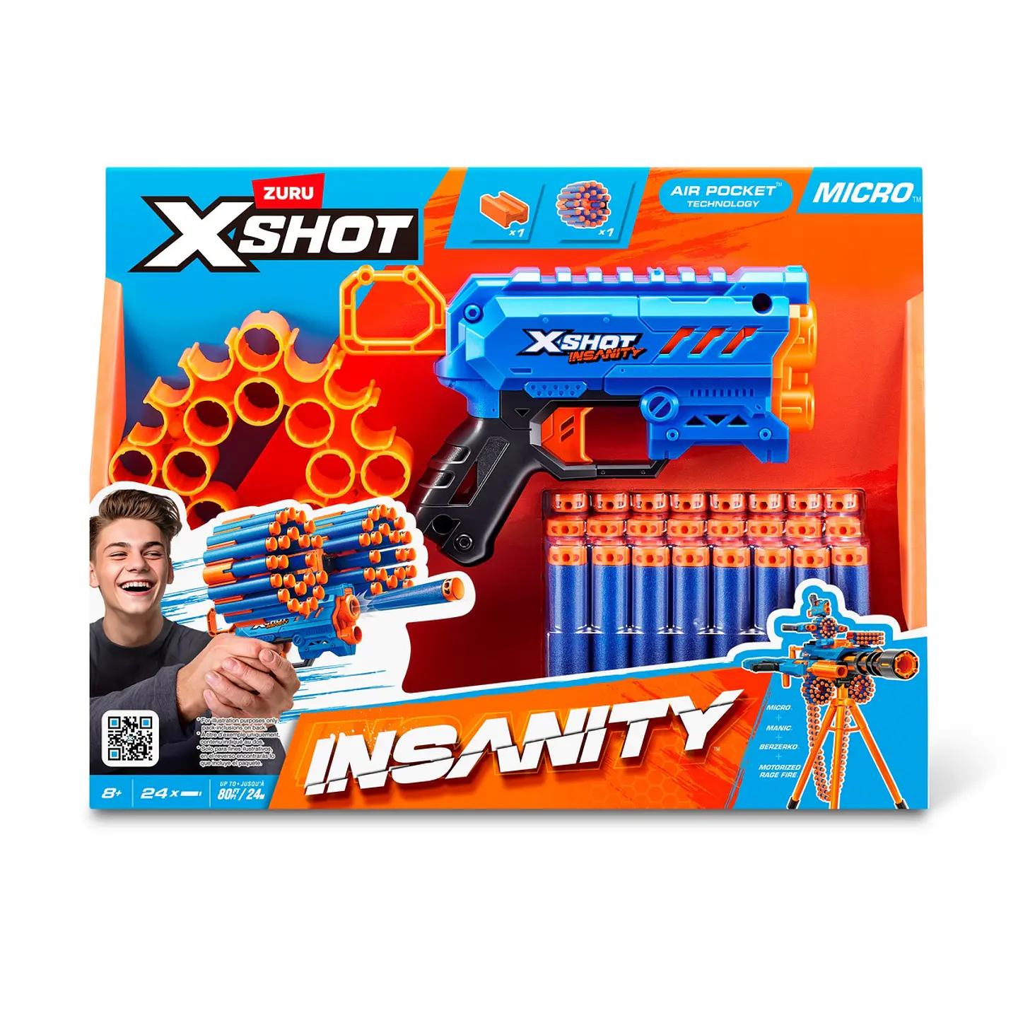 LANZA DARDOS INSANITY MICRO BLASTER CON 24 DARDOS X-SHOT ANSALDO 36361 1
