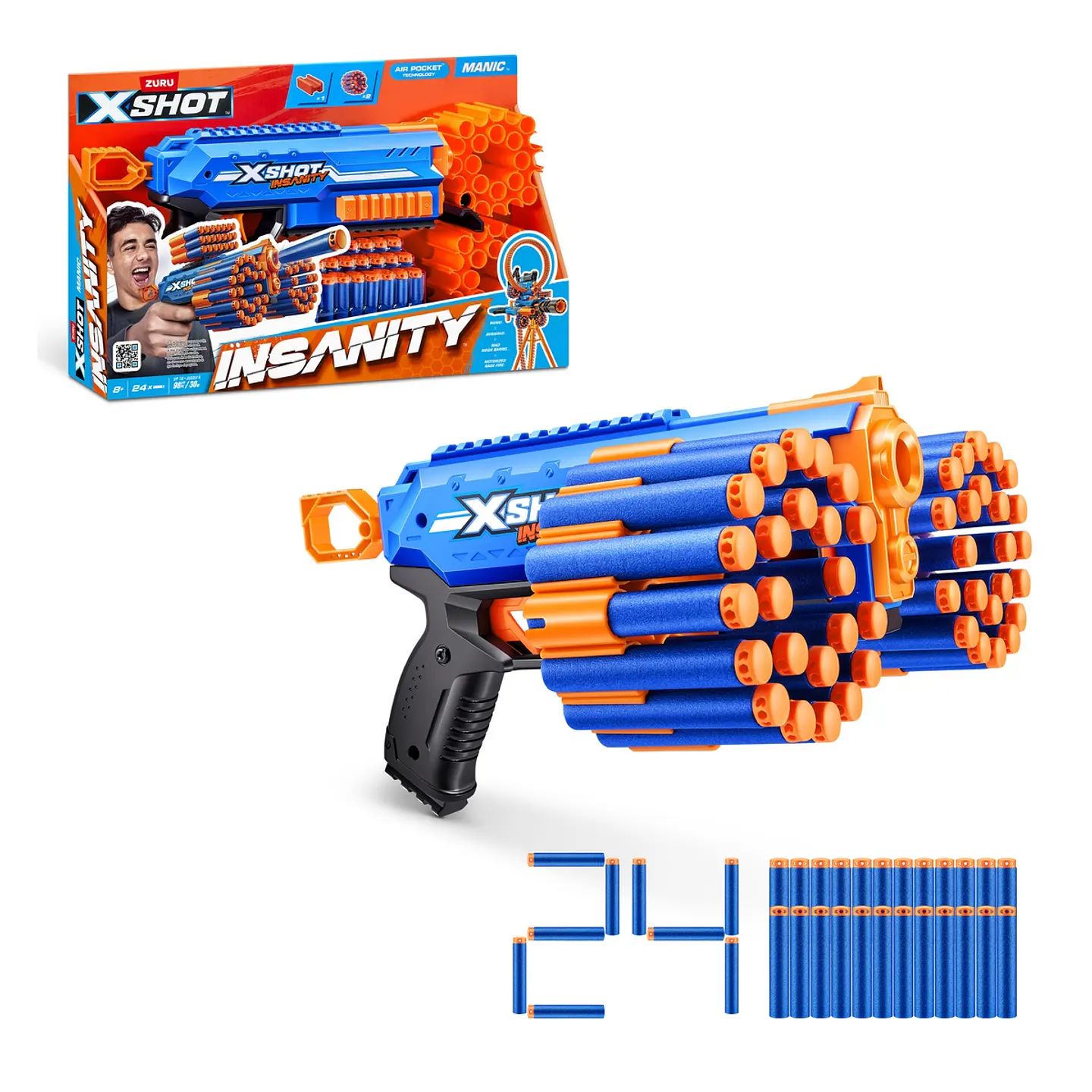 Lanza Dardos Insanity Manic Con 24 Dardos X-Shot Ansaldo 34869 2