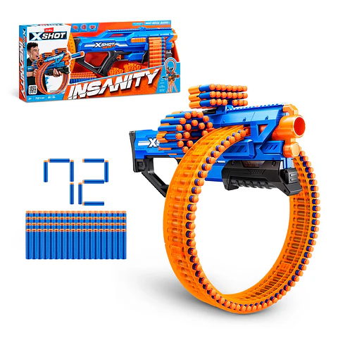 LANZA DARDOS INSANITY MAD MEGA BARREL CON 72 DARDOS X-SHOT ANSALDO 34871