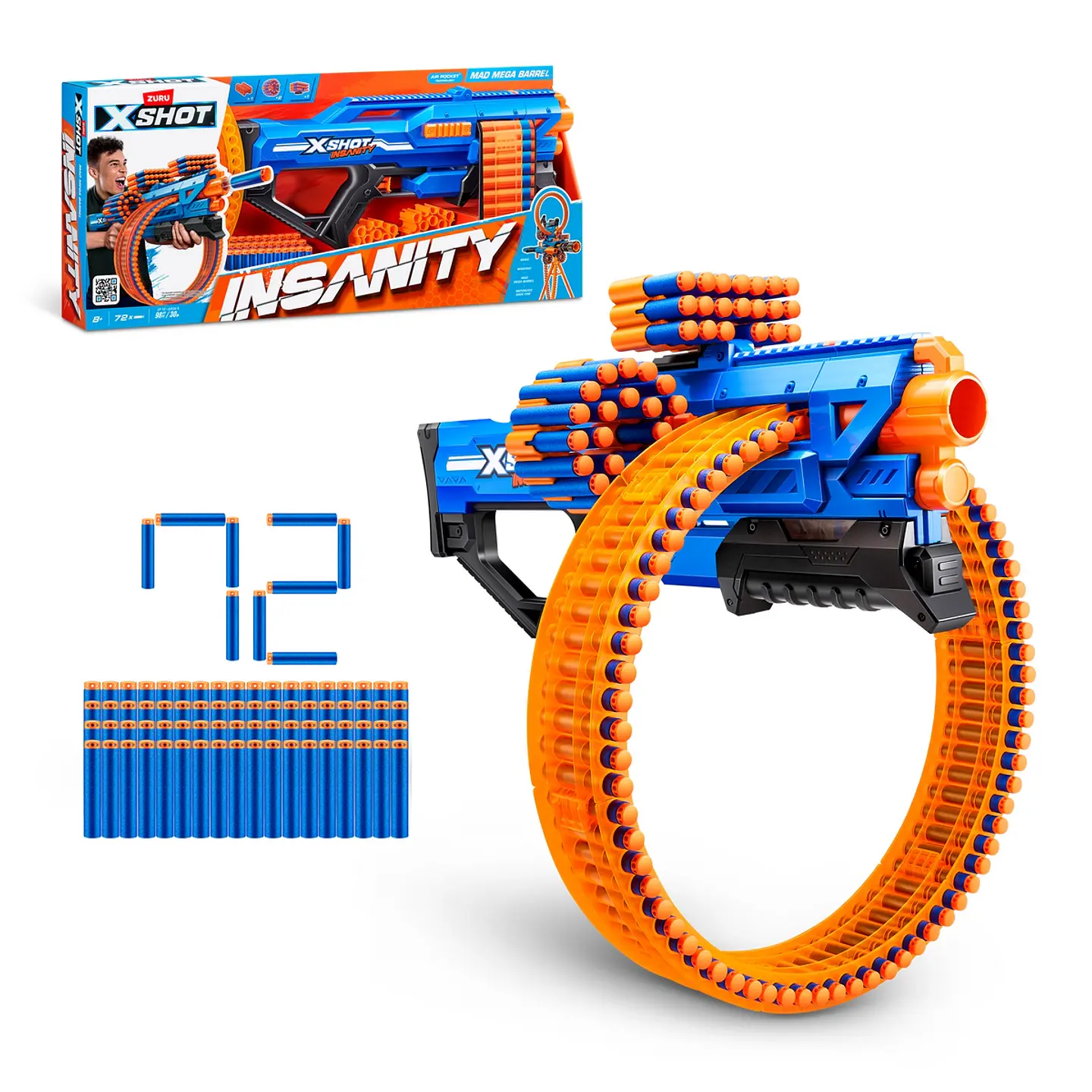 Lanza Dardos Insanity Mad Mega Barrel Con 72 Dardos X-Shot Ansaldo 34871 1