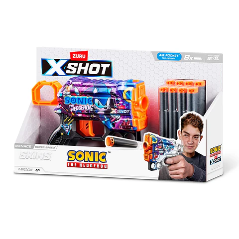 LANZA DARDOS SKIN MENACE SONIC CON 8 DARDOS X-SHOT ANSALDO 35682