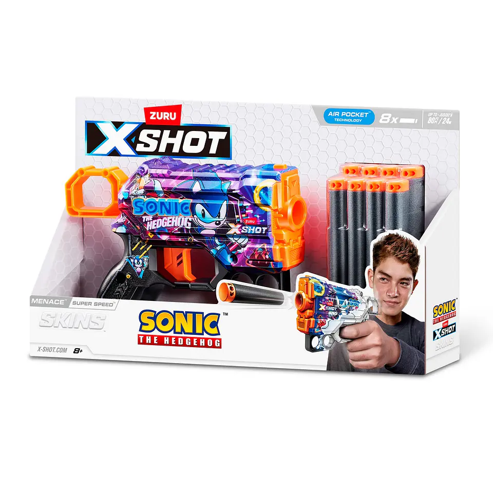 LANZA DARDOS SKIN MENACE SONIC CON 8 DARDOS X-SHOT ANSALDO 35682 1