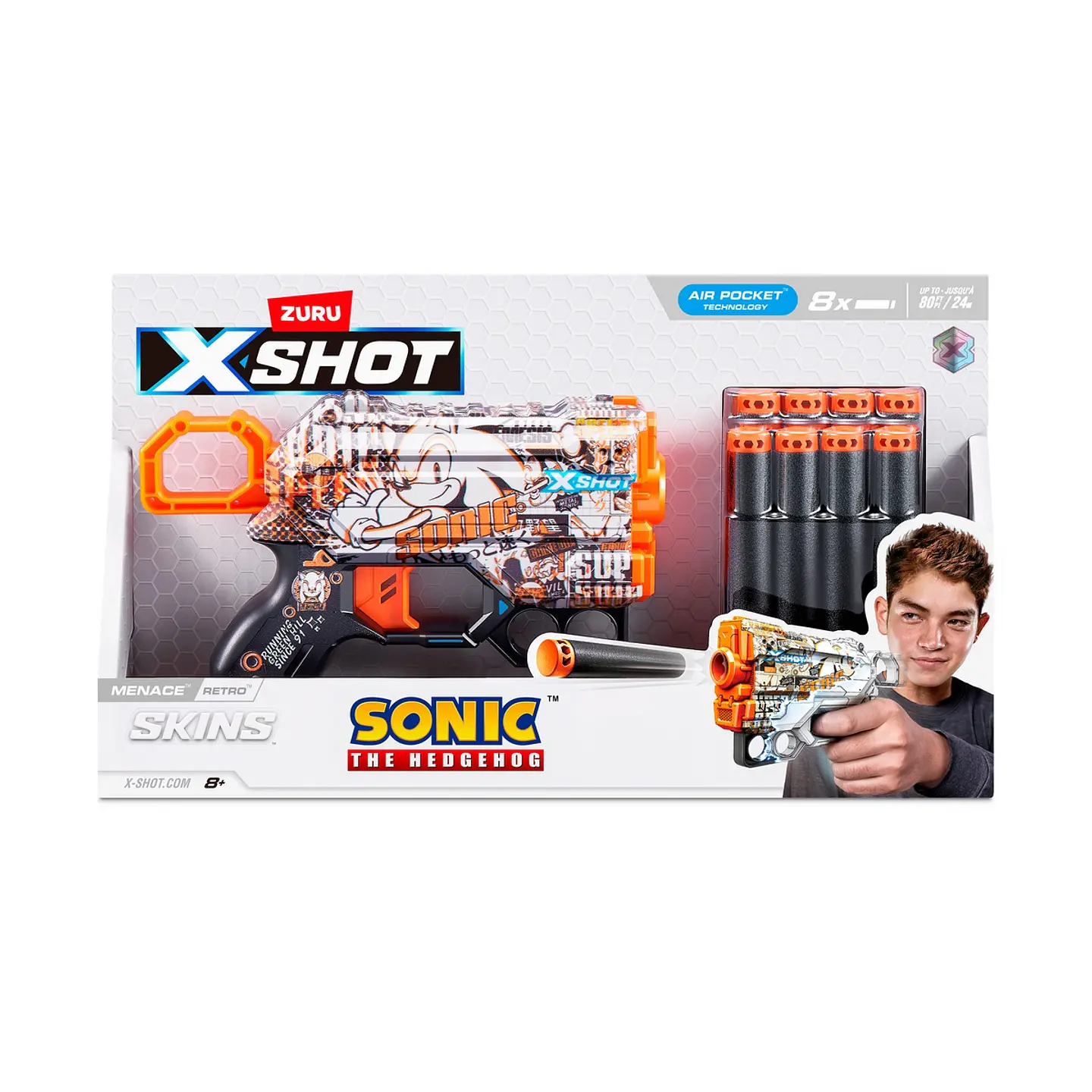 LANZA DARDOS SKIN MENACE SONIC CON 8 DARDOS X-SHOT ANSALDO 35682 8