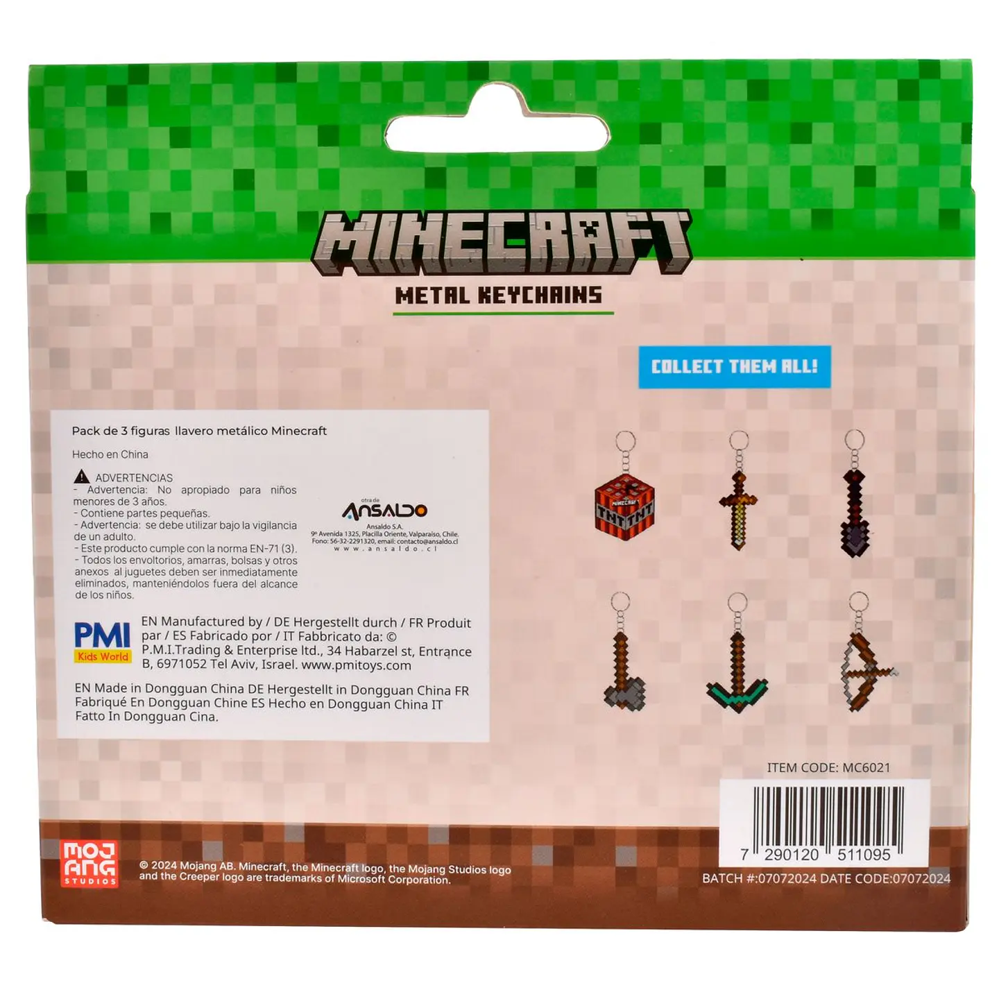 Pack De 3 Figuras Llavero Metalico Minecraft Ansaldo 34915 2