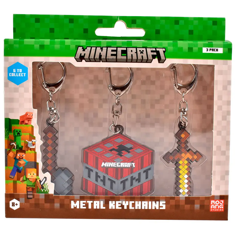 Pack De 3 Figuras Llavero Metalico Minecraft Ansaldo 34915 4