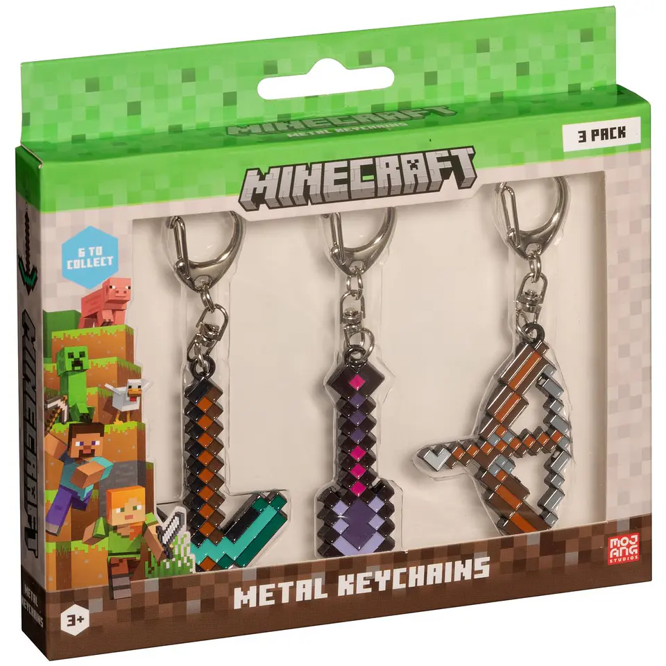 Pack De 3 Figuras Llavero Metalico Minecraft Ansaldo 34915 6