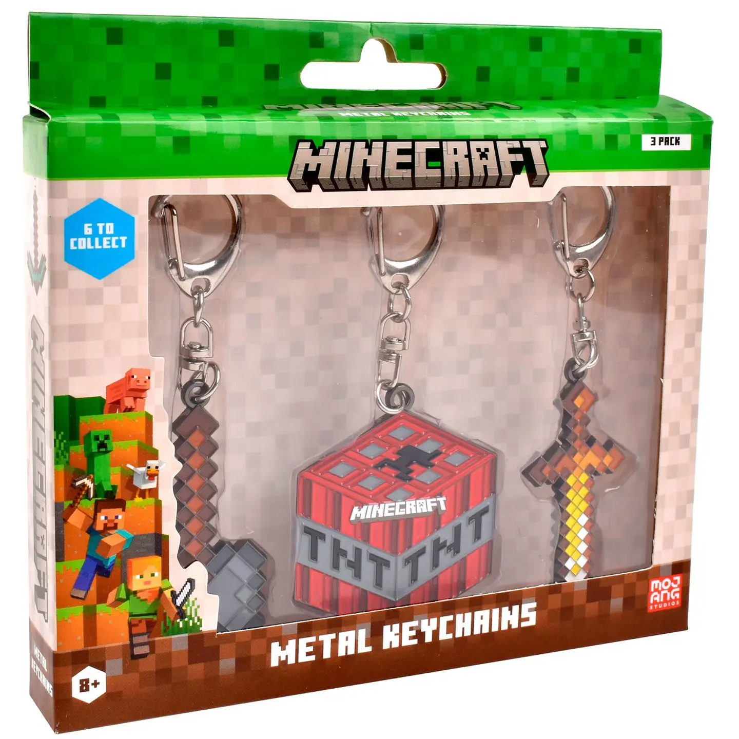 Pack De 3 Figuras Llavero Metalico Minecraft Ansaldo 34915 9