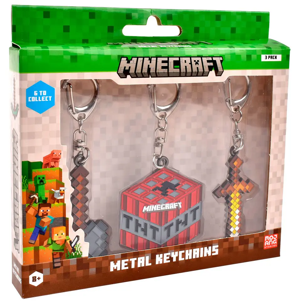 Pack De 3 Figuras Llavero Metalico Minecraft Ansaldo 34915 9