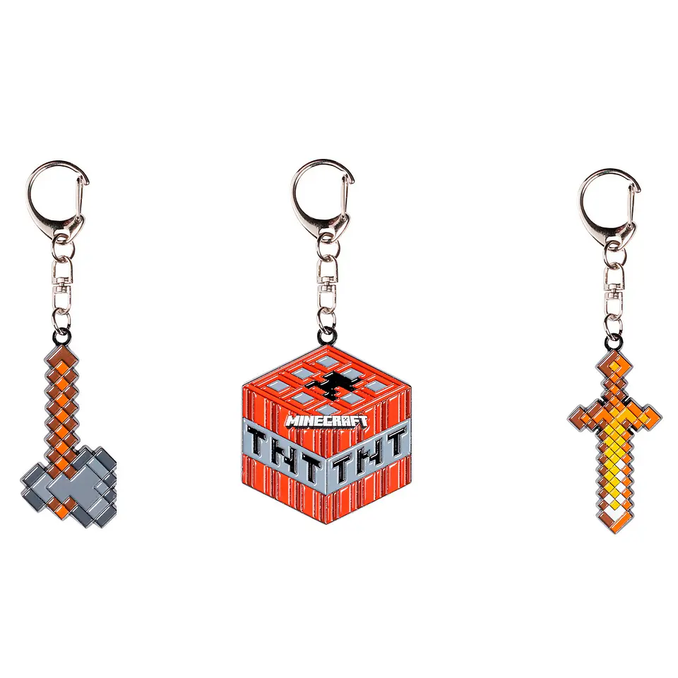 Pack De 3 Figuras Llavero Metalico Minecraft Ansaldo 34915 10
