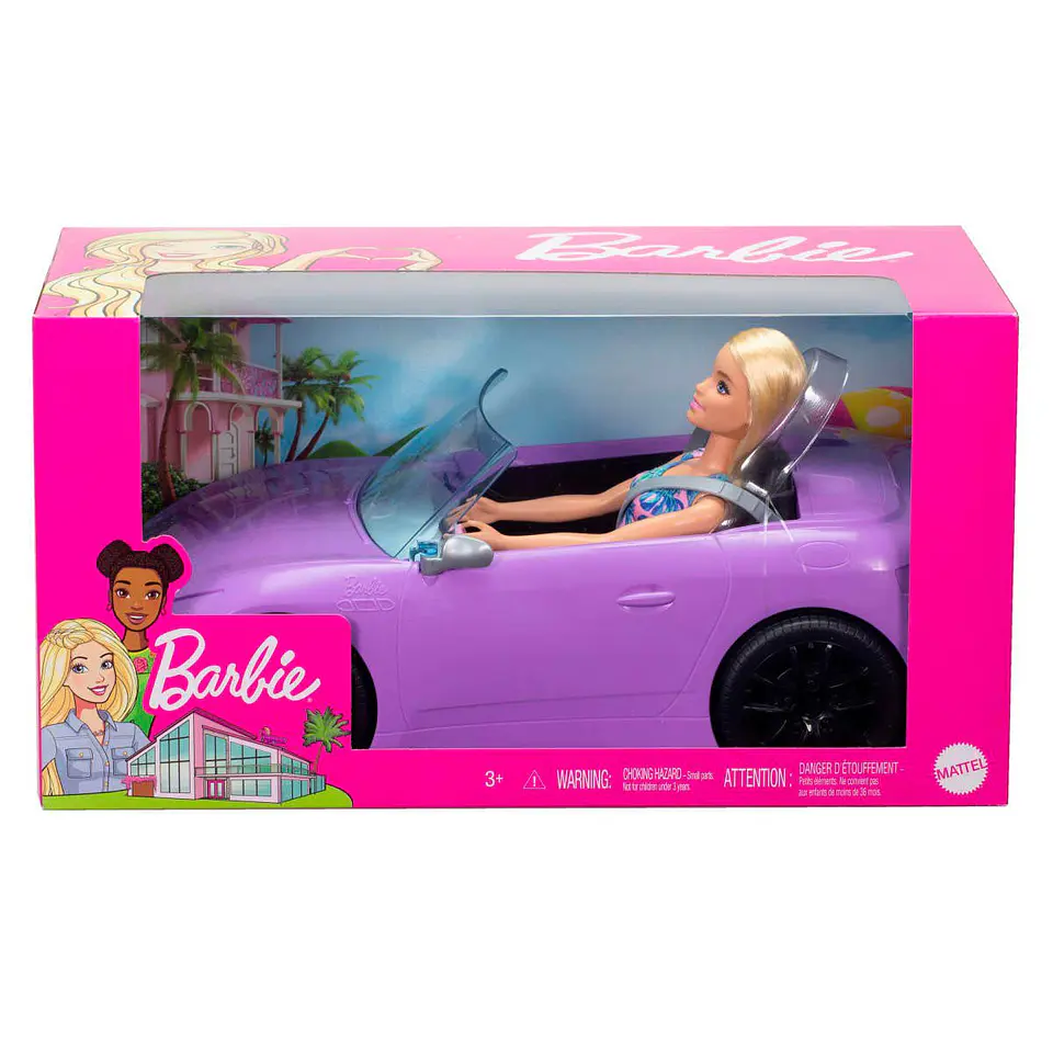 BARBIE DOLL + CONVERTIBLE CAUCASIAN MATTEL HBY29 1