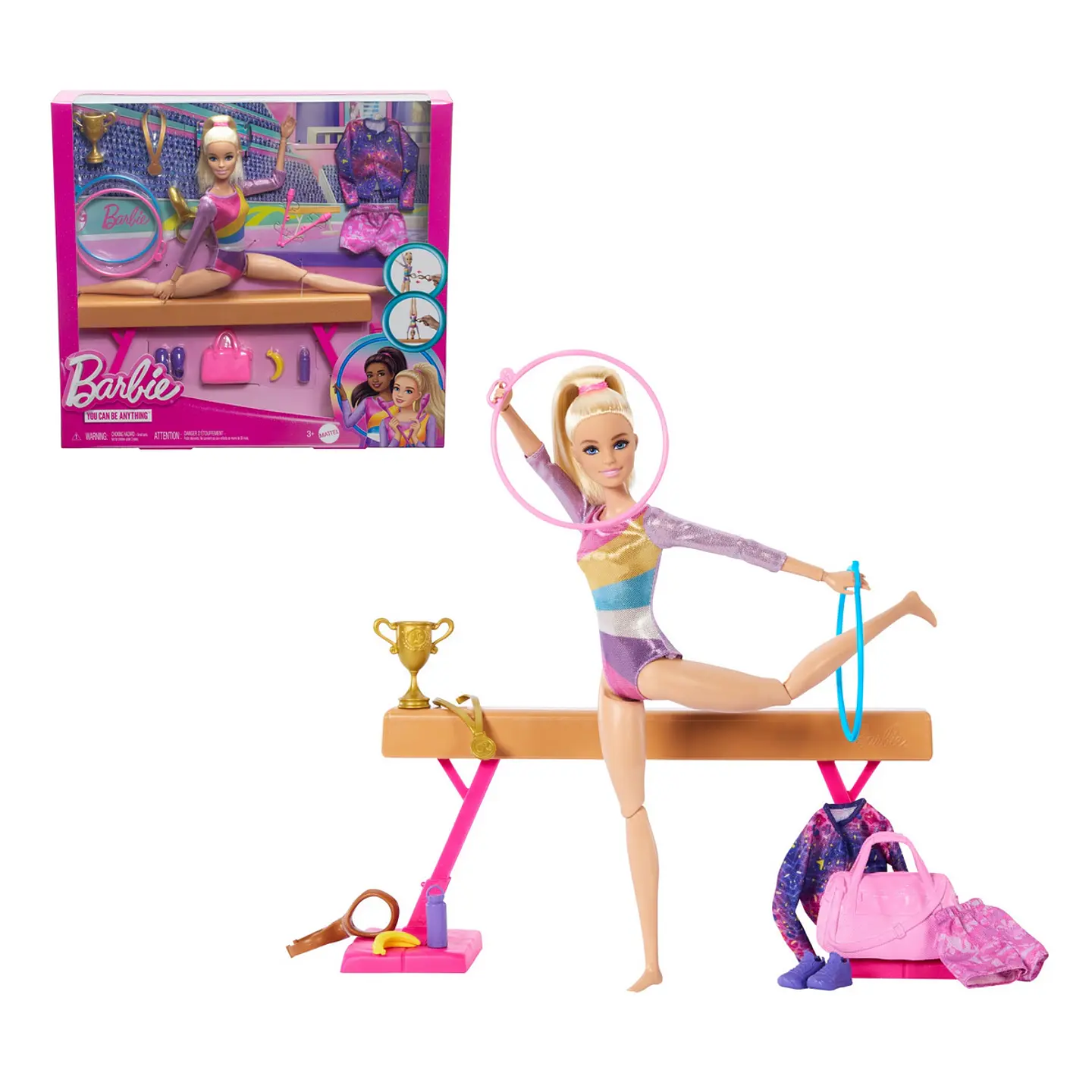 BARBIE PROFESIONES SET DE JUEGO GIMNASTA CABELLO RUBIO MATTEL HRG52 1