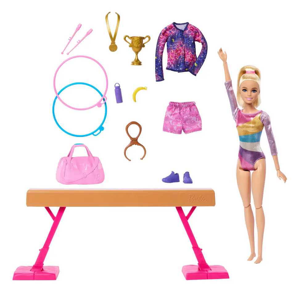 BARBIE PROFESIONES SET DE JUEGO GIMNASTA CABELLO RUBIO MATTEL HRG52 2